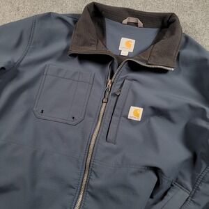 Carhartt Jacket Mens 2XL Blue Nylon Soft Shell Workwear Full Zip Utility 102703